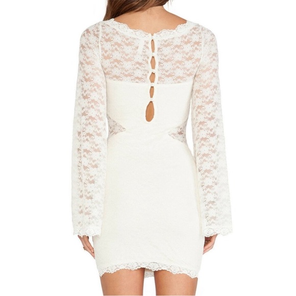 NWT FREE PEOPLE Lovely in Lace Bodycon Dress Cream - M - Picture 3 of 10